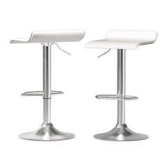 Wade PU Leather Gas-Lift Swivel Bar Stool Set of 2 – White