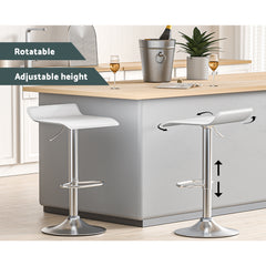 Wade PU Leather Gas-Lift Swivel Bar Stool Set of 2 – White