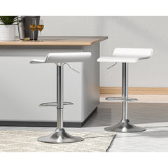 Wade PU Leather Gas-Lift Swivel Bar Stool Set of 2 – White