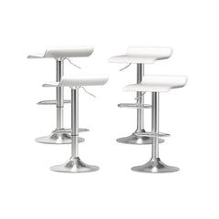 Wade PU Leather Gas-Lift Swivel Bar Stool Set of 4 – White