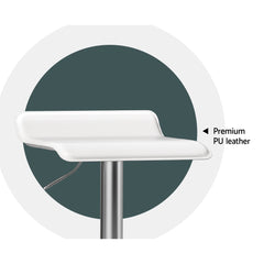 Wade PU Leather Gas-Lift Swivel Bar Stool Set of 4 – White
