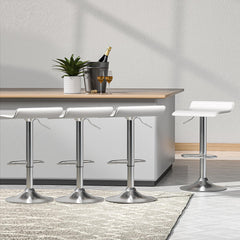 Wade PU Leather Gas-Lift Swivel Bar Stool Set of 4 – White