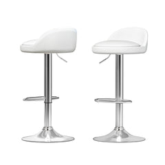 Nuvo PU Leather Gas-Lift Swivel Bar Stool Set of 2 – White