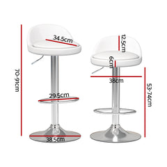 Nuvo PU Leather Gas-Lift Swivel Bar Stool Set of 2 – White