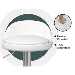 Nuvo PU Leather Gas-Lift Swivel Bar Stool Set of 2 – White