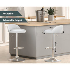 Nuvo PU Leather Gas-Lift Swivel Bar Stool Set of 2 – White