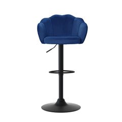 Nessa Velvet Gas-Lift Swivel Bar Stool Set of 4 – Blue