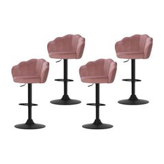 Nessa Velvet Gas-Lift Swivel Bar Stool Set of 4 – Pink