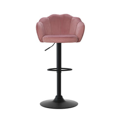 Nessa Velvet Gas-Lift Swivel Bar Stool Set of 4 – Pink