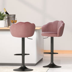 Nessa Velvet Gas-Lift Swivel Bar Stool Set of 4 – Pink