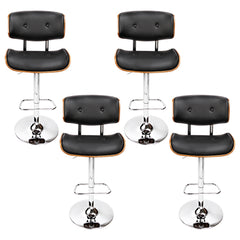 Cherry PU Leather Gas-Lift Swivel Bar Stool Set of 4 – Black