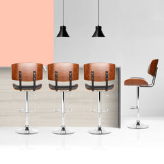 Cherry PU Leather Gas-Lift Swivel Bar Stool Set of 4 – Black