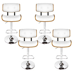 Cherry PU Leather Gas-Lift Swivel Bar Stool Set of 4 – White
