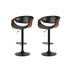Ambrus PU Leather Gas-Lift Swivel Bar Stool Set of 2 – Black
