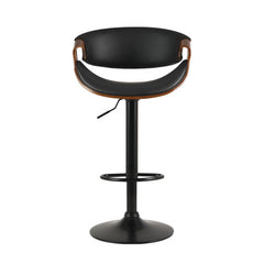 Ambrus PU Leather Gas-Lift Swivel Bar Stool Set of 2 – Black