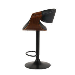 Ambrus PU Leather Gas-Lift Swivel Bar Stool Set of 2 – Black