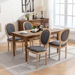 AADEN 2x Linen Dining Chairs with Solid Wood Legs- Grey