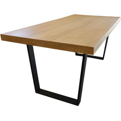 Petunia Dining Table 180cm Elm Timber Wood Black Metal Leg - Natural
