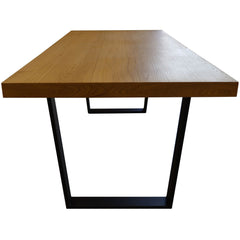 Petunia Dining Table 180cm Elm Timber Wood Black Metal Leg - Natural