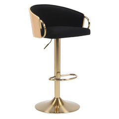 Cohen Synthetic Leather Gas-Lift Swivel Bar Stool – Gold