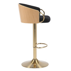 Cohen Synthetic Leather Gas-Lift Swivel Bar Stool – Gold