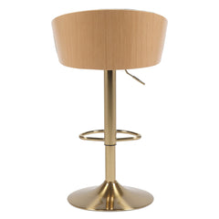 Cohen Synthetic Leather Gas-Lift Swivel Bar Stool – Gold