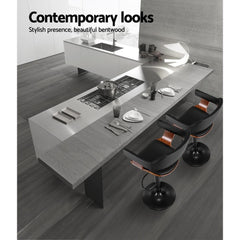 1 x Wooden Bar Stools Kitchen Swivel Gas Lift Bar Stool Chairs Leather Black - BSR