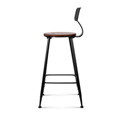 Set of 2 Vintage Bar Stools ALEX Retro Pine Wood Metal Frame - BSR