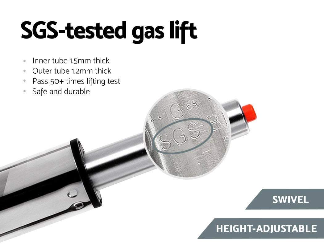 Set of 2 Gas lift Bar Stools Swivel Kitchen Chairs PU Leather Chrome Grey - BSR