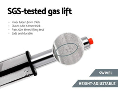 Set of 2 Gas lift Bar Stools Swivel Kitchen Chairs PU Leather Chrome Grey - BSR