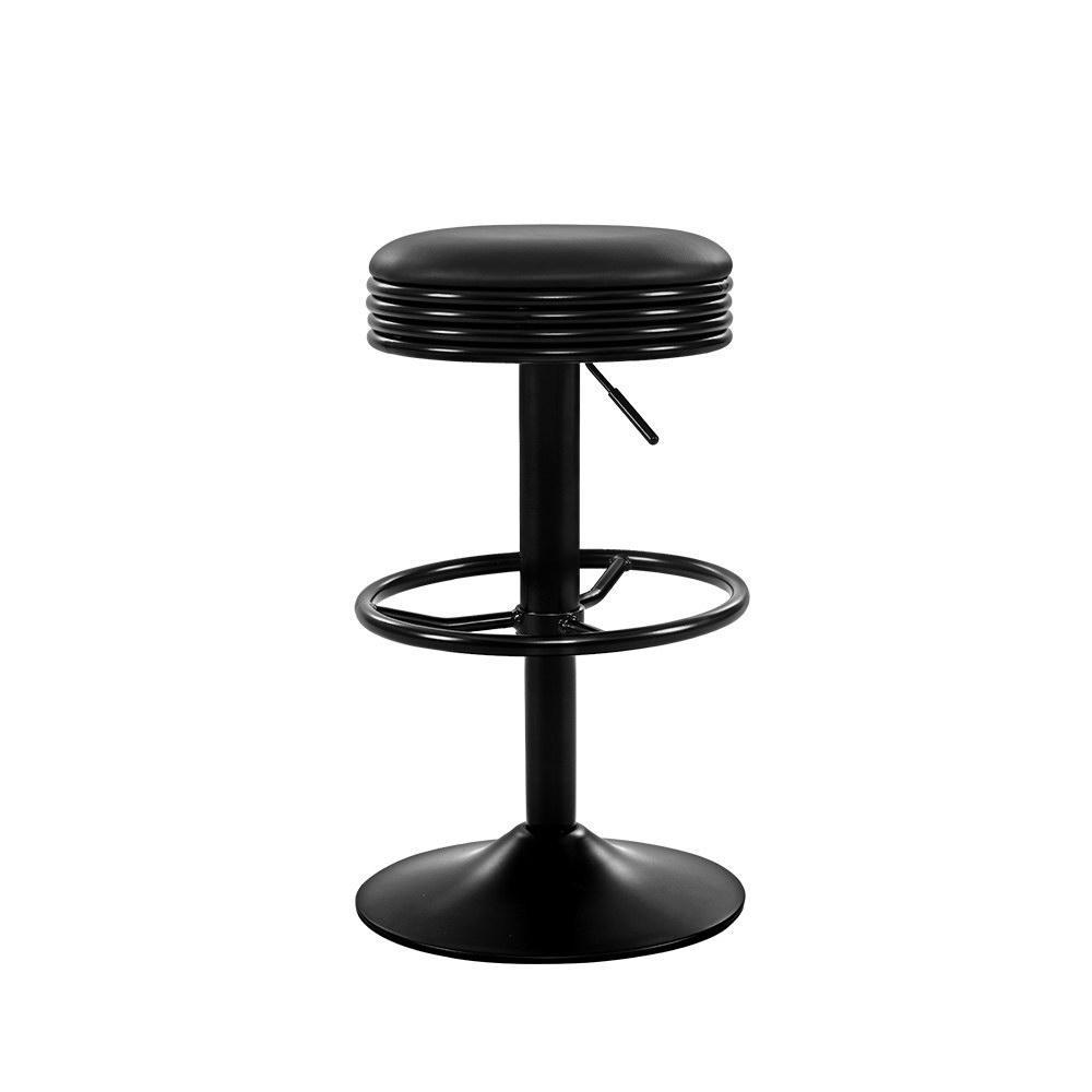 Set of 2 Kitchen Bar Stools Gas Lift Bar Stool Chairs Swivel Barstools Black - BSR