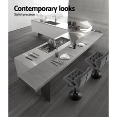 Set of 2 Kitchen Bar Stools Gas Lift Bar Stool Chairs Swivel PU Leather Black Grey - BSR