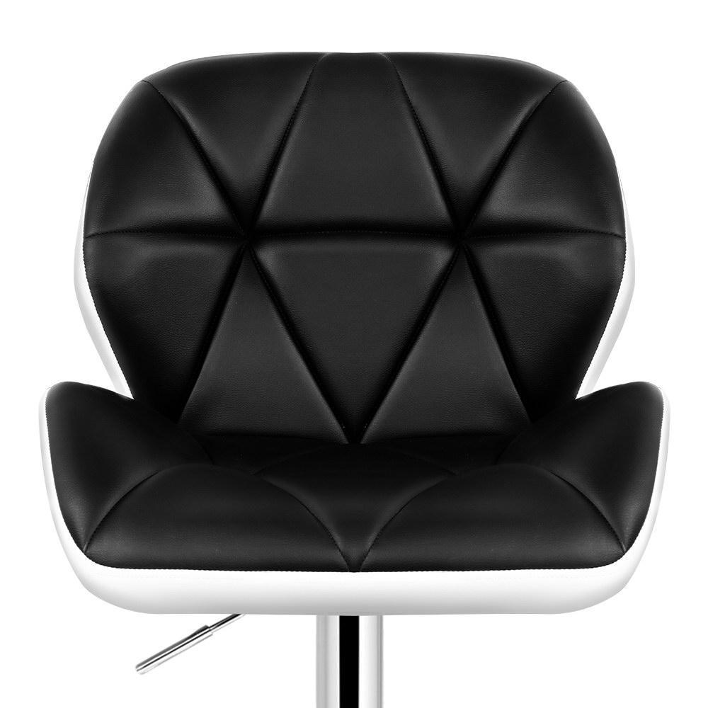 Set of 2 Kitchen Bar Stools Swivel Bar Stool Chairs PU Leather Gas Lift Black - BSR