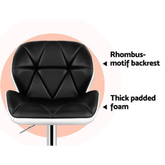 Set of 2 Kitchen Bar Stools Swivel Bar Stool Chairs PU Leather Gas Lift Black - BSR