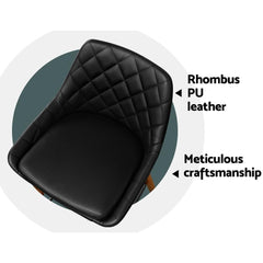 Set of 2 Kitchen Bar Stools Wooden Stool Chairs Bentwood Barstool PU Leather Black - BSR