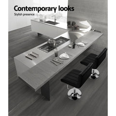 Set of 2 PU Leather Bar Stools Kitchen Chair Bar Stool Black Lana Gas Lift Swivel - BSR