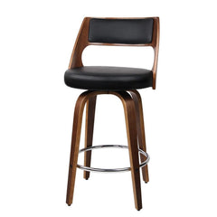 Set of 2 Wooden Bar Stools Swivel Bar Stool Kitchen Dining Chair Cafe Black 76cm - BSR