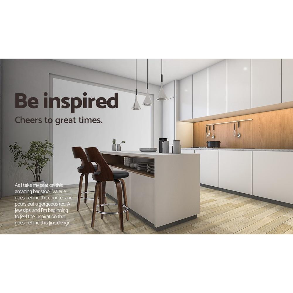 Set of 2 Wooden Bar Stools Swivel Bar Stool Kitchen Dining Chair Cafe Black 76cm - BSR