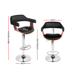Selina PU Leather Gas-Lift Swivel Kitchen Bar Stool – Black & Wood