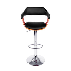 Selina PU Leather Gas-Lift Swivel Kitchen Bar Stool – Black & Wood
