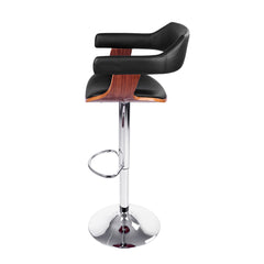 Selina PU Leather Gas-Lift Swivel Kitchen Bar Stool – Black & Wood