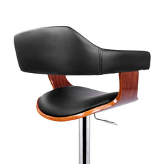 Selina PU Leather Gas-Lift Swivel Kitchen Bar Stool – Black & Wood