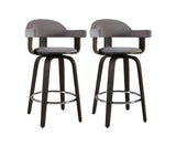 Set of 2 Bar Stools Wooden Swivel Bar Stool Kitchen Dining Chair Wood Grey