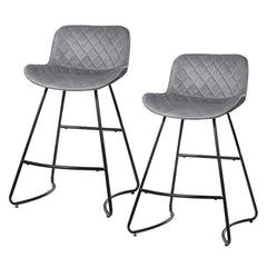 Artiss Set of 2 Bar Stools Kitchen Stool Chairs Chair Velvet Barstool Barstools Grey
