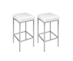 Arlo PU Leather Backless Bar Stool Set of 2 – White