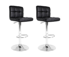 Noel PU Leather Gas-Lift Swivel Kitchen Bar Stool Set of 2 – Black