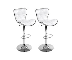 Ruby PU Leather Gas-Lift Swivel Kitchen Bar Stool Set of 2 – White