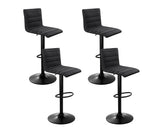 set of 4 Bar Stools Fabric Kitchen Cafe Swivel Bar Stool Chair Gas Lift Black