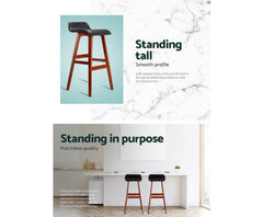Sliva PU Leather Kitchen Bar Stool Set of 2 – Black & Wood