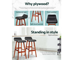 Sliva PU Leather Kitchen Bar Stool Set of 2 – Black & Wood